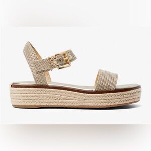 Michael Michael Kors Richie Glitter Chain-Mesh Platform Espadrille Sandal New